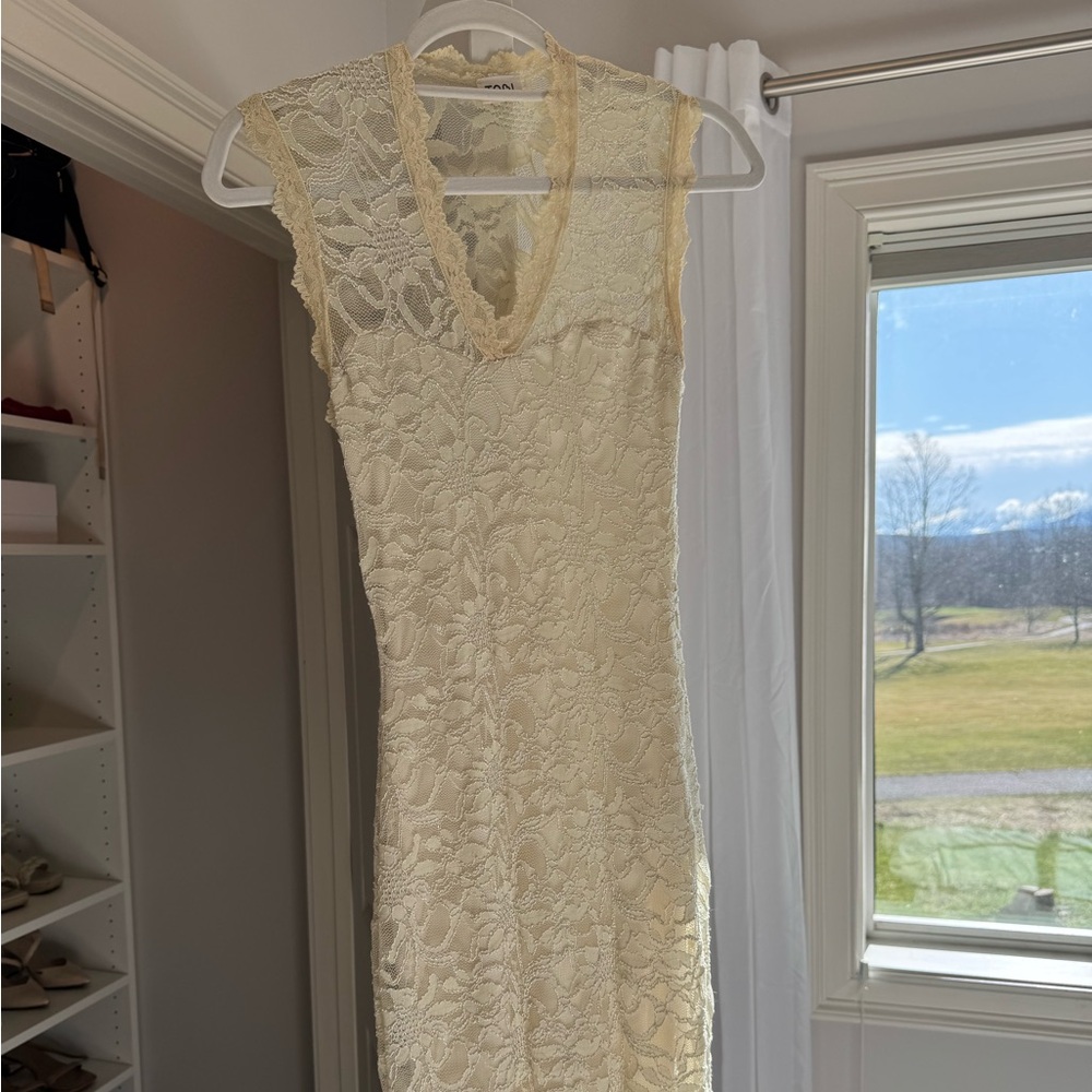 Tobi Laced Surely Dress - Ivory Size S